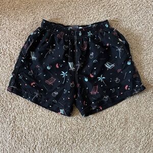 RS Surf Black Patterned Men's Swimming Trunks